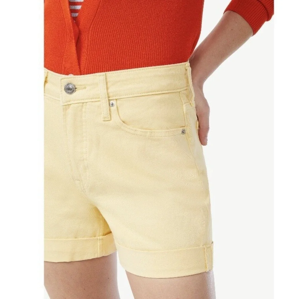 Free Assembly Womens Rolled Cuff Jean Shorts 14 New with Tags Yellow High Rise